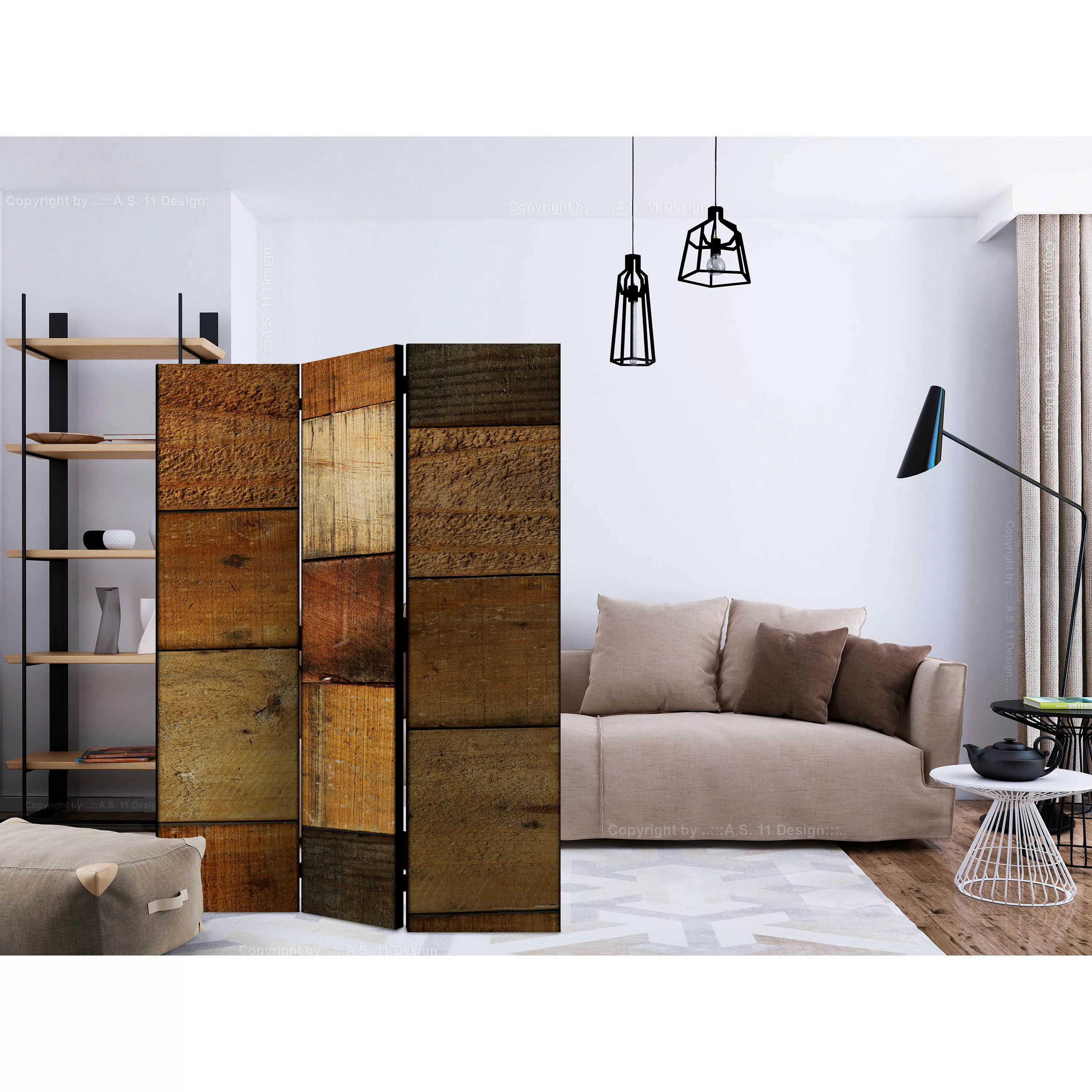 home24 Paravent Wooden Textures II günstig online kaufen