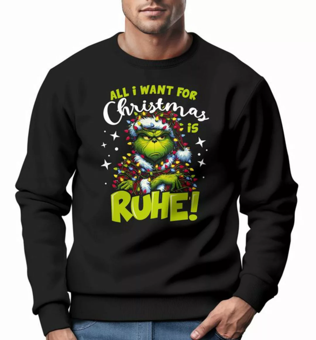 MoonWorks Sweatshirt Sweatshirt Herren Weihnachtspullover Grinch Spruch Ruh günstig online kaufen