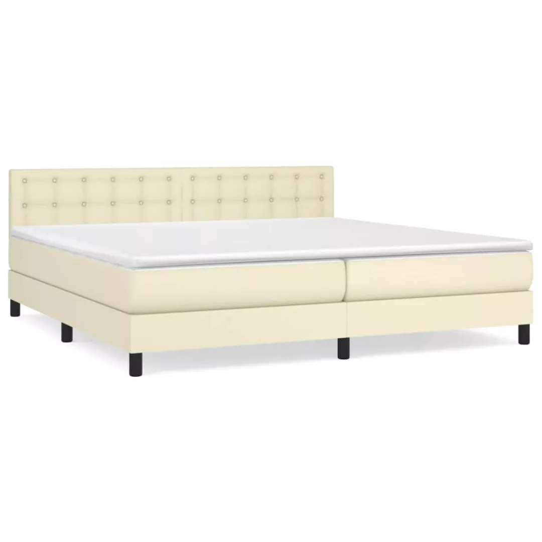 Vidaxl Boxspringbett Mit Matratze Creme 200x200 Cm Kunstleder günstig online kaufen