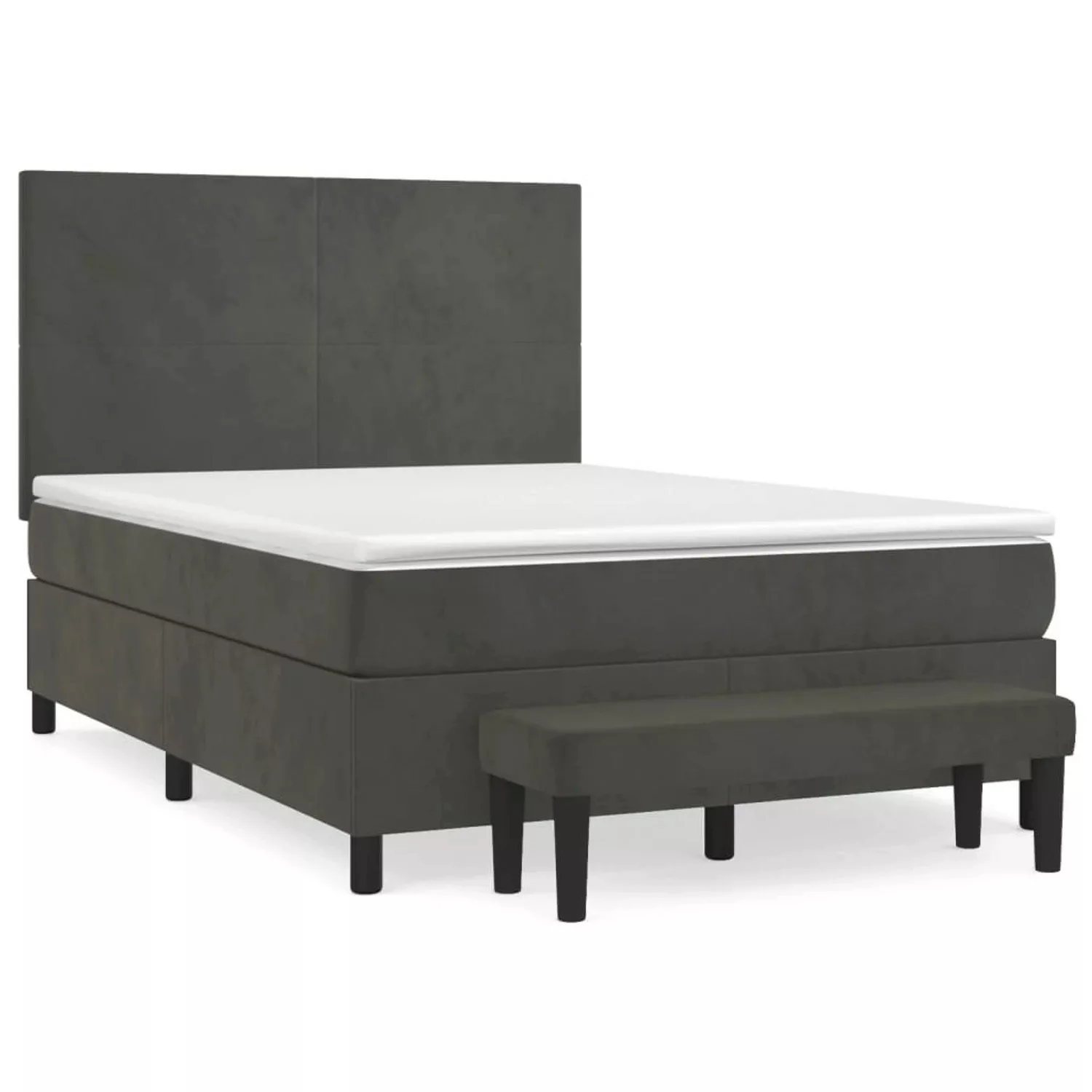 vidaXL Boxspringbett mit Matratze Dunkelgrau 140x190 cm Samt1399811 günstig online kaufen