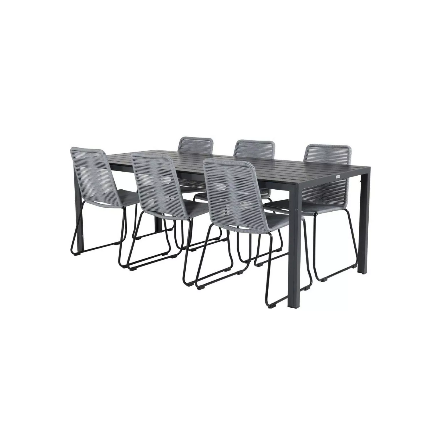 ebuy24 Break Gartenset Tisch 90x205cm Schwarz 6 Stühle Lindos Grau günstig online kaufen