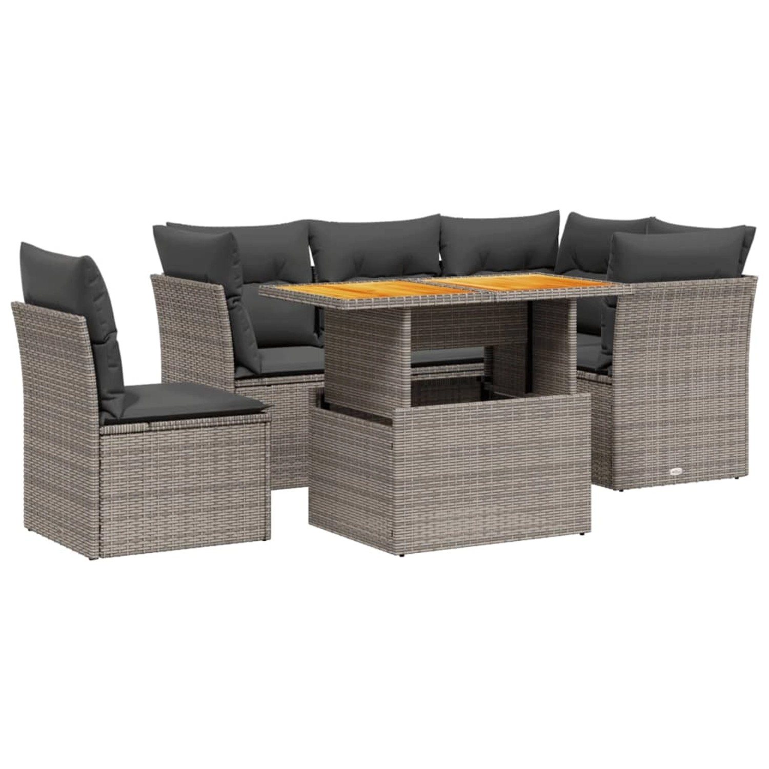 vidaXL 5-Tlg Garten-Sofagarnitur mit Kissen Grau Poly Rattan 3270836 günstig online kaufen