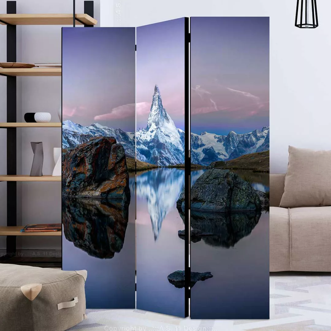 Umkleide Paravent mit Berglandschaft Motiv Landhausstil günstig online kaufen