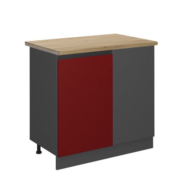 Vicco Eckunterschrank R-Line, Rot/Anthrazit, 86 cm, AP Eiche günstig online kaufen