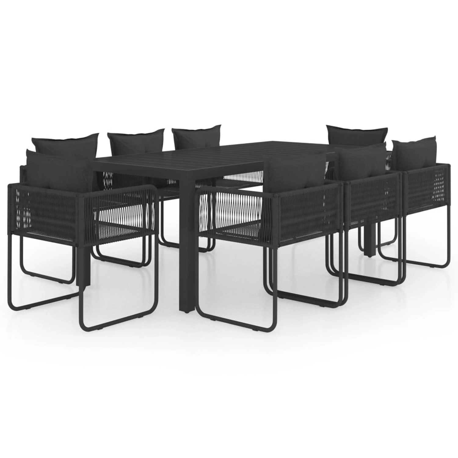vidaXL 9-Tlg Garten-Essgruppe PVC Rattan Schwarz 3060105 günstig online kaufen