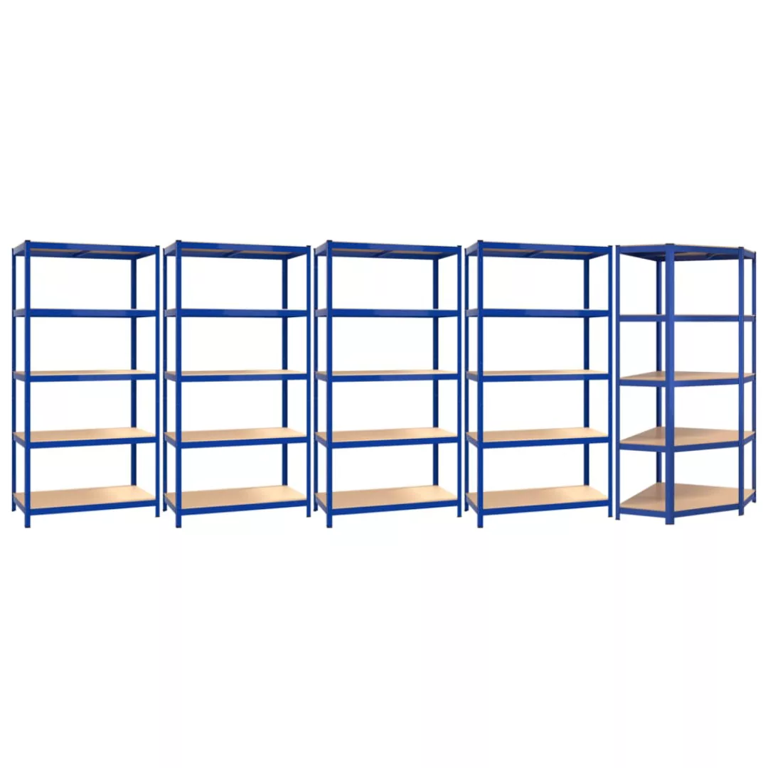 Vidaxl Regale Mit 5 Böden 5 Stk. Blau Stahl & Holzwerkstoff günstig online kaufen