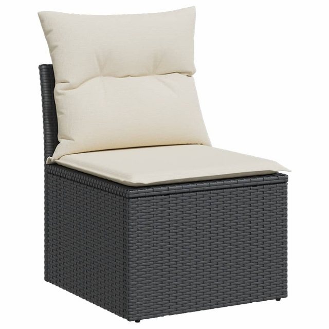 vidaXL Loungesofa Gartensofa ohne Armlehnen mit Kissen Schwarz Poly Rattan, günstig online kaufen