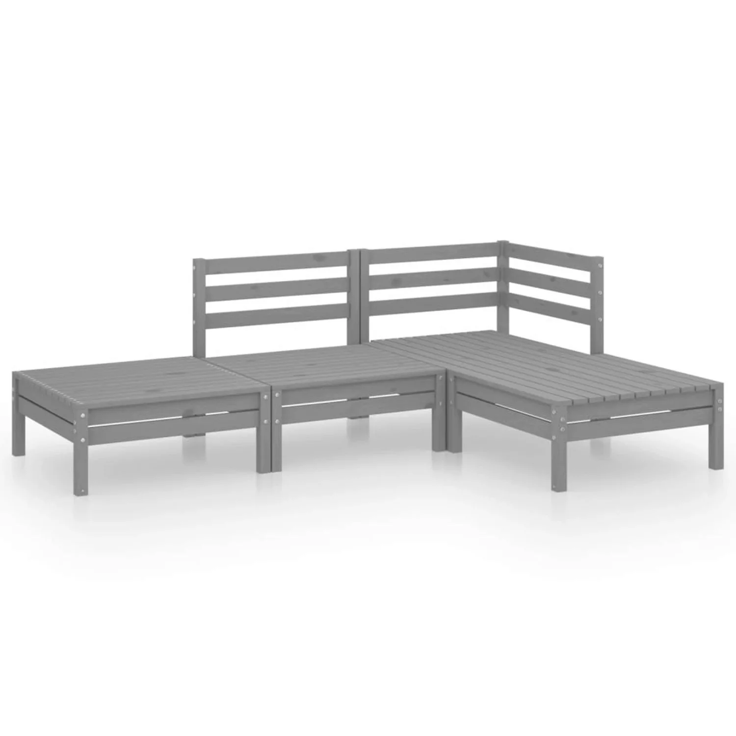 4-tlg. Garten-lounge-set Grau Massivholz Kiefer günstig online kaufen