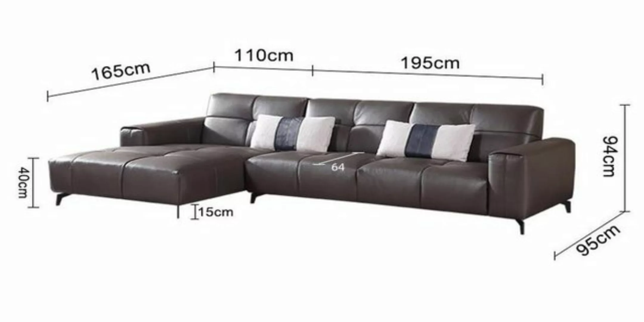 Xlmoebel Ecksofa Modernes Ledersofa in L-Form mit Designelementen für das W günstig online kaufen