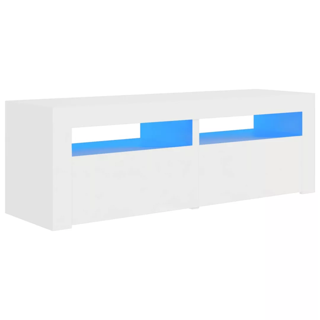 Tv-schrank Mit Led-leuchten Weiß 120x35x40 Cm günstig online kaufen