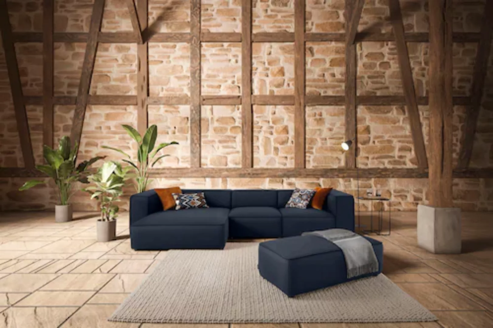 W.SCHILLIG Ecksofa »around-the-block«, mit eleganter Biese, mit Federkern, günstig online kaufen