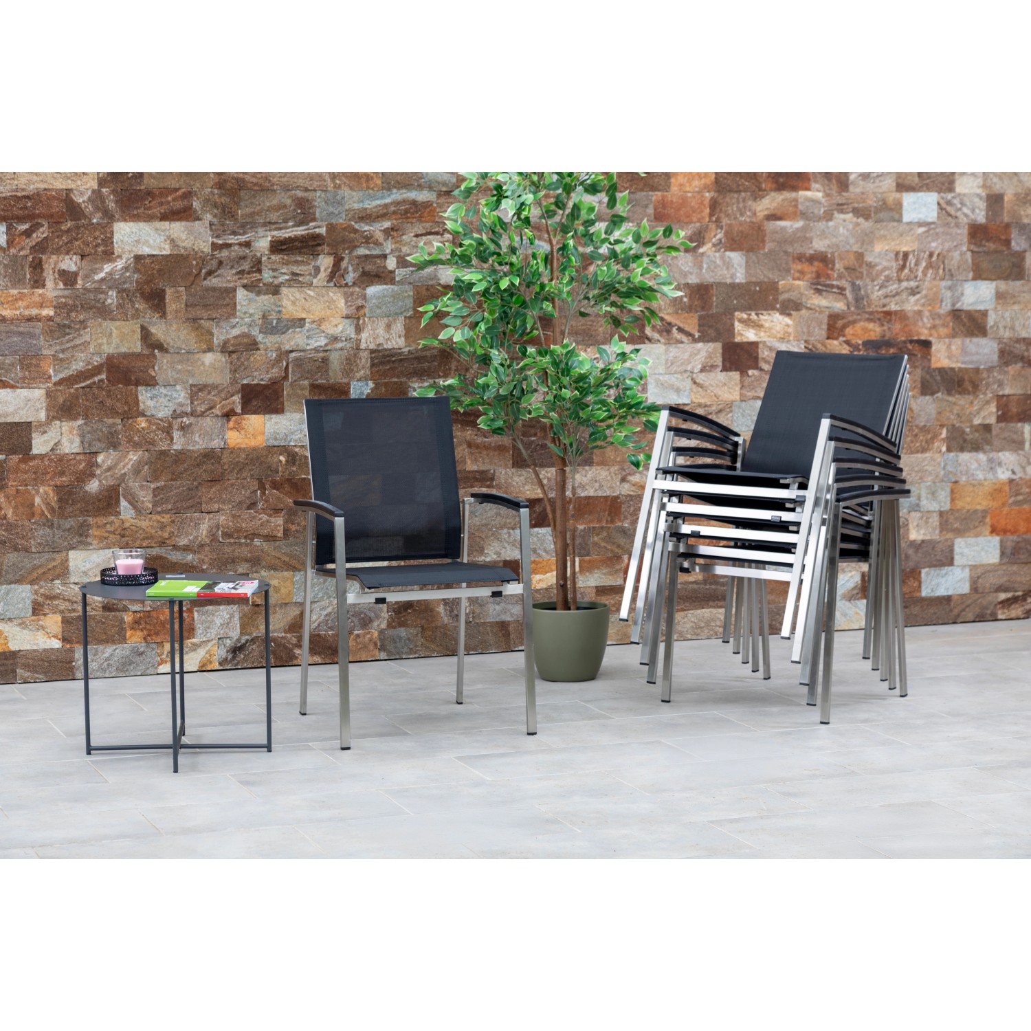 Acamp Stapelsessel Auris 6er-Set Grau günstig online kaufen