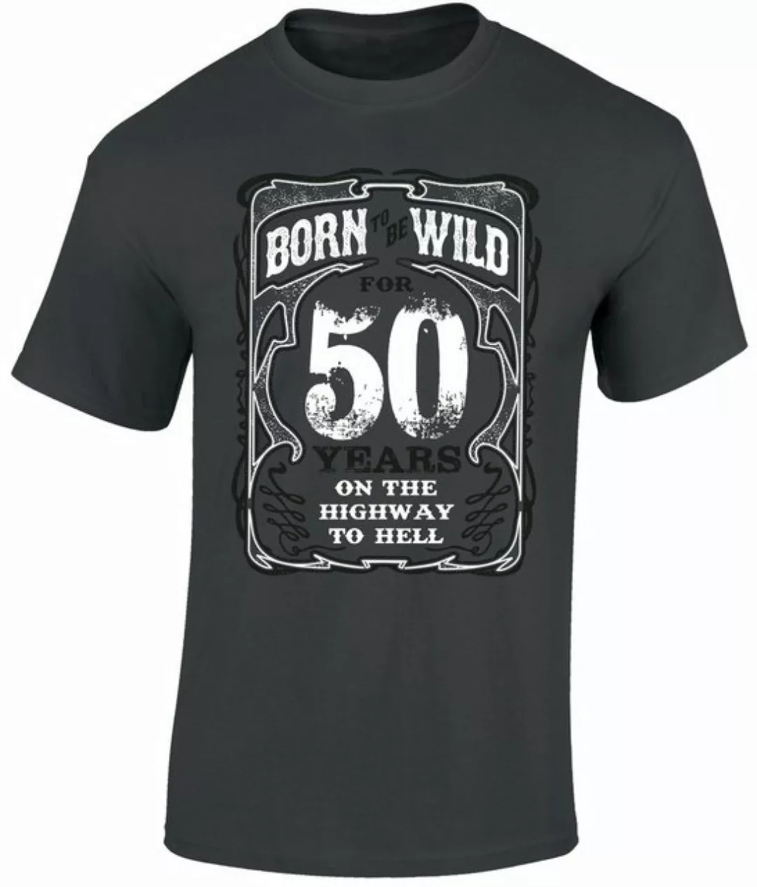 Baddery Print-Shirt Geburtstagsgeschenk für Biker, 50 Jahre, "Born to be wi günstig online kaufen