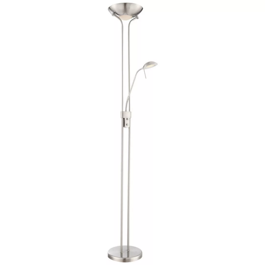 GLOBO LED-Deckenfluter nickel matt Glas Metall H/D: ca. 180x25,5 cm günstig online kaufen