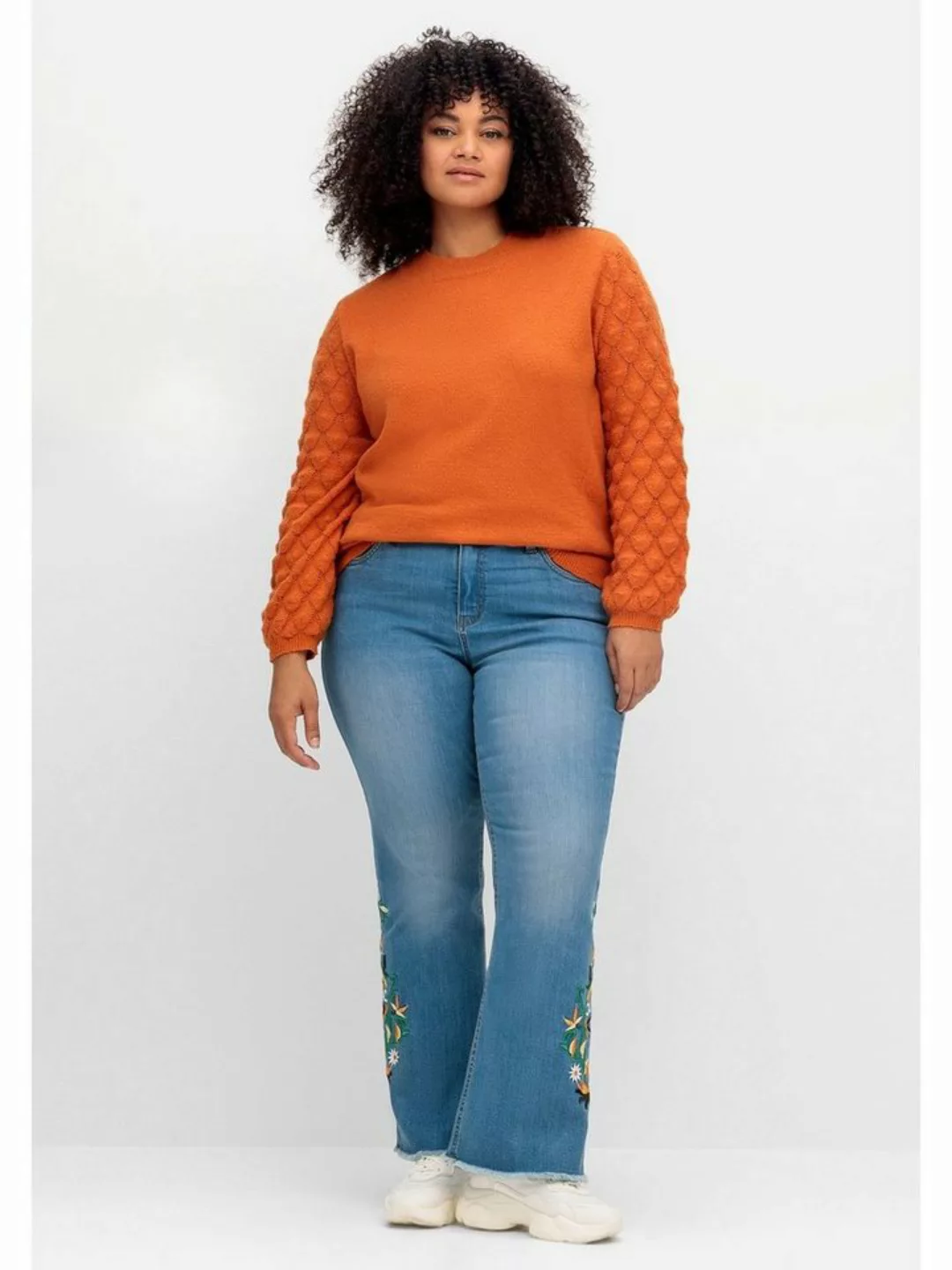 sheego by Joe Browns Stretch-Jeans Große Größen mit Blumenstickerei und Fra günstig online kaufen