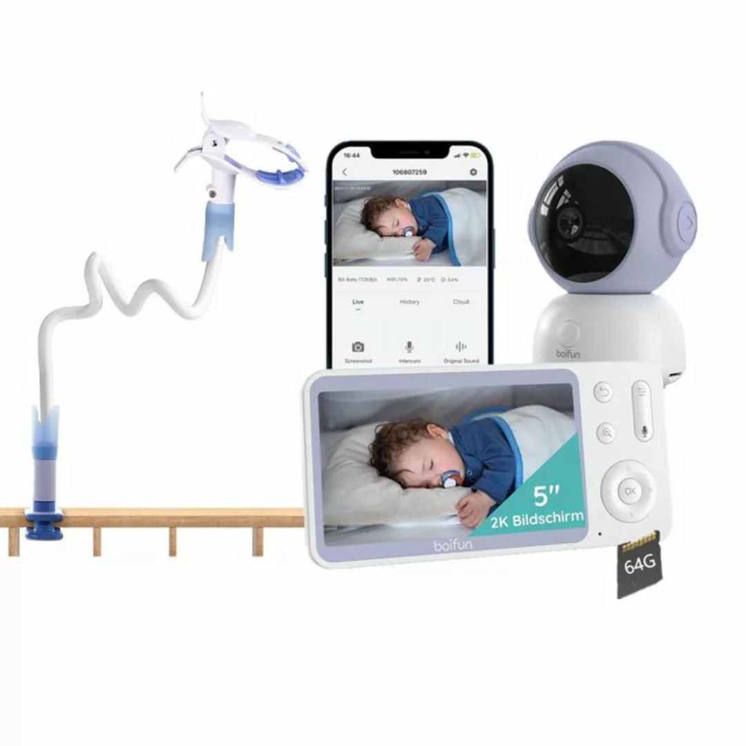 Boifun Babyphone 2K 5" Babyphone mit Kamera, Babyphone und APP mit Halterun günstig online kaufen