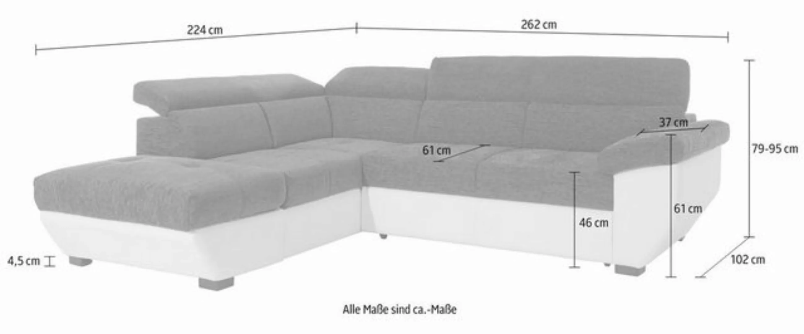 COTTA Ecksofa "Speedway L-Form", mit Kopfteilverstellung, wahlweise mit Bet günstig online kaufen