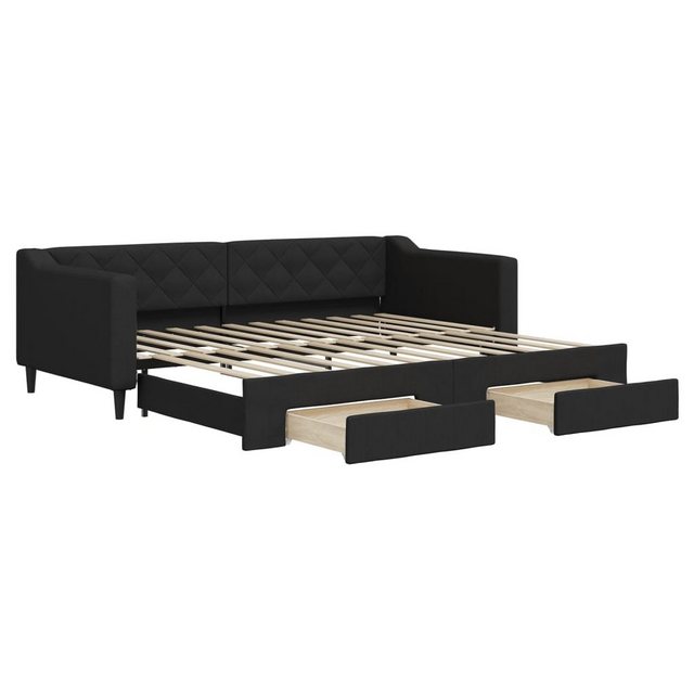 vidaXL Bett Tagesbett Ausziehbar mit Schubladen Schwarz 90x200 cm Stoff günstig online kaufen