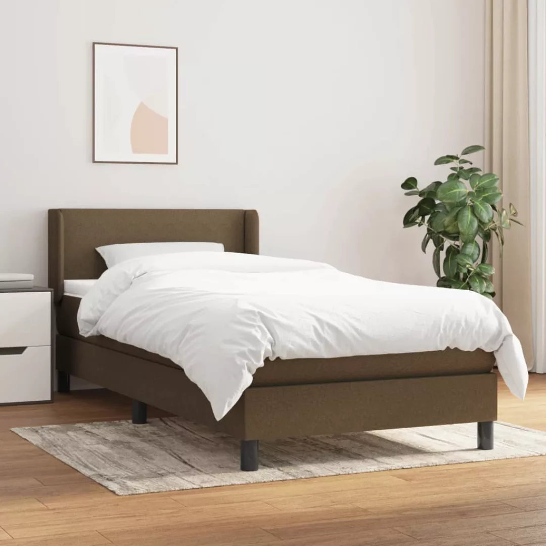 Vidaxl Boxspringbett Mit Matratze Dunkelbraun 100x200 Cm Stoff günstig online kaufen