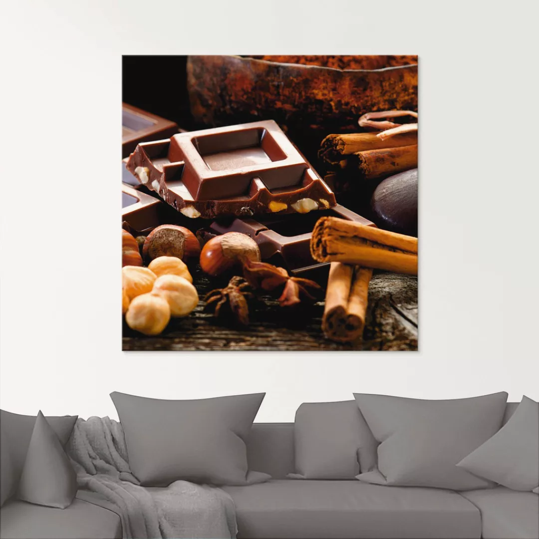 Artland Glasbild "Schokolade mit Zutaten", Süßspeisen, (1 St.) günstig online kaufen