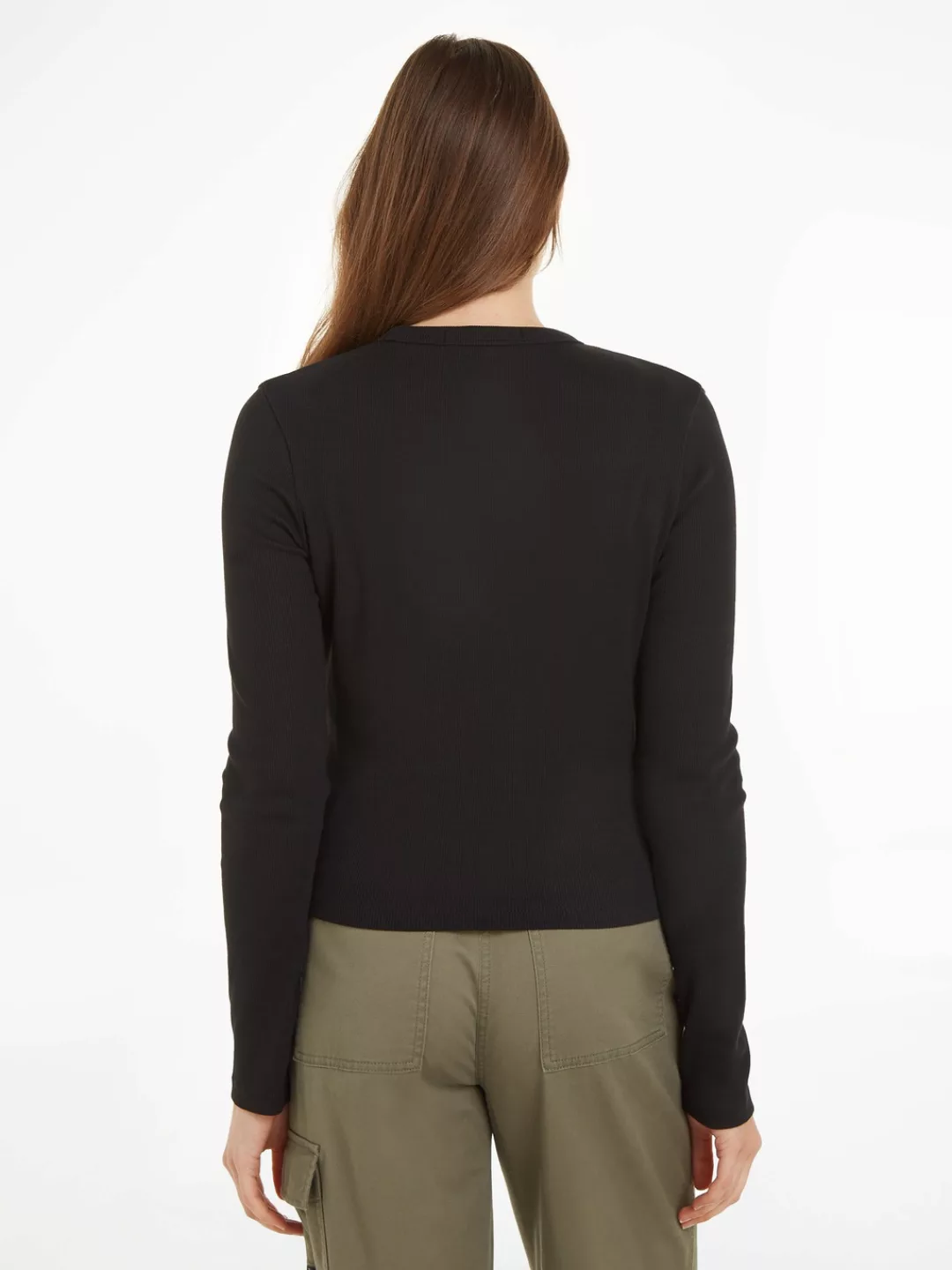 Calvin Klein Jeans Langarmshirt "WOVEN LABEL RIB LONG SLEEVE" günstig online kaufen