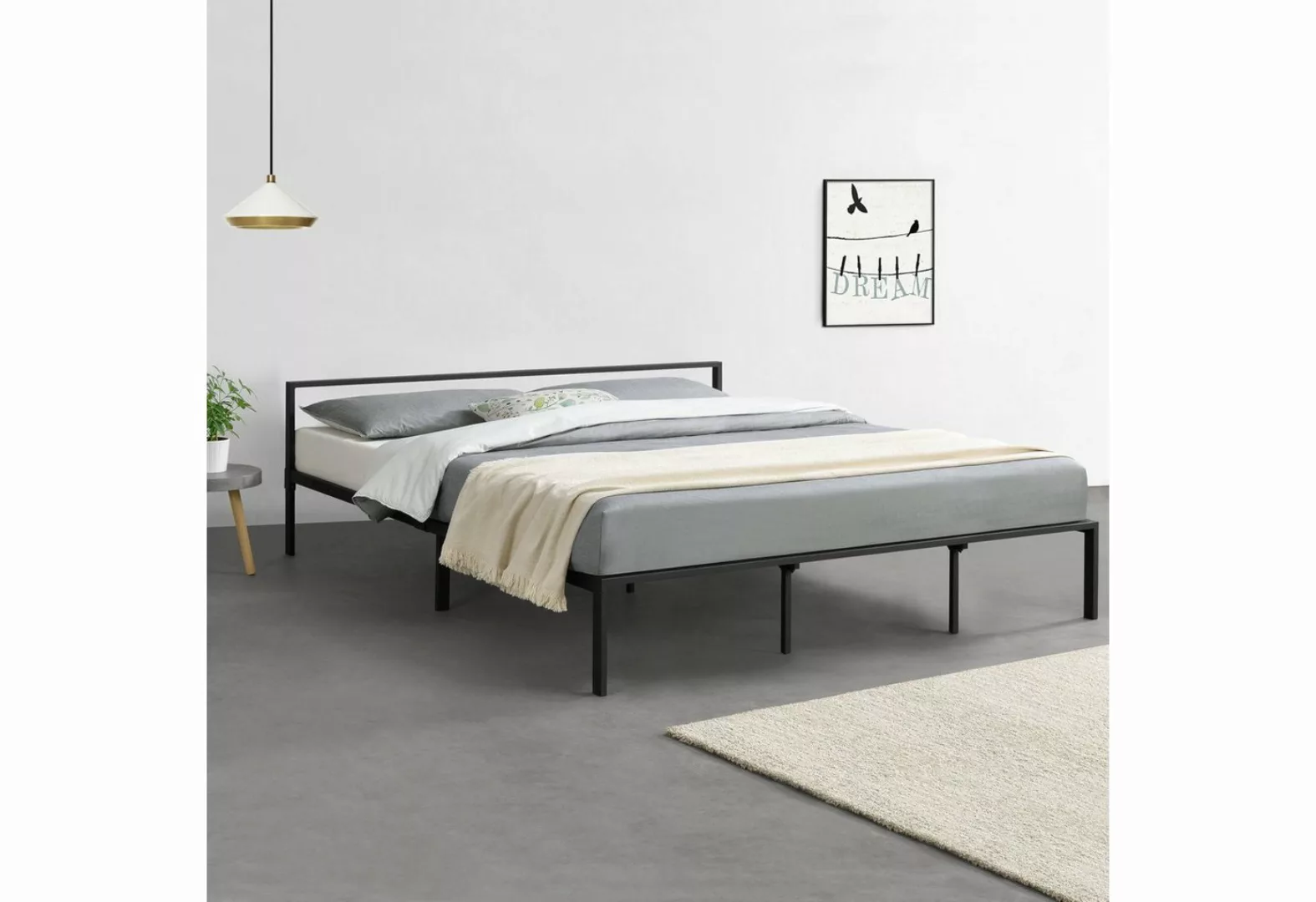 en.casa Metallbett, »Imatra« Bettgestell Stahlrahmen 180 x 200 cm Schwarz günstig online kaufen