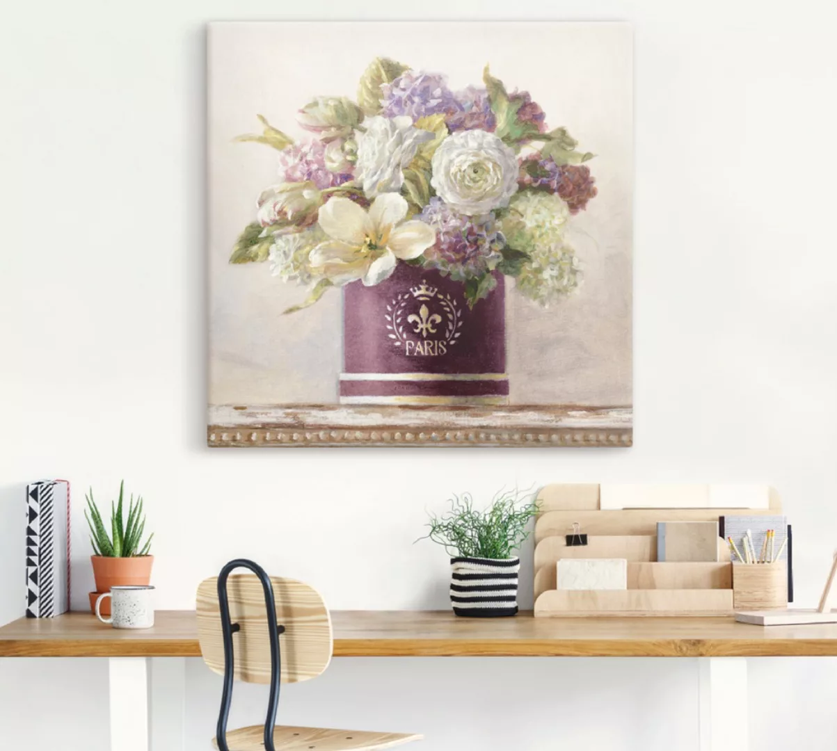 Artland Wandbild "Tulpen in Auberginer Hutschachtel", Blumen, (1 St.), als günstig online kaufen