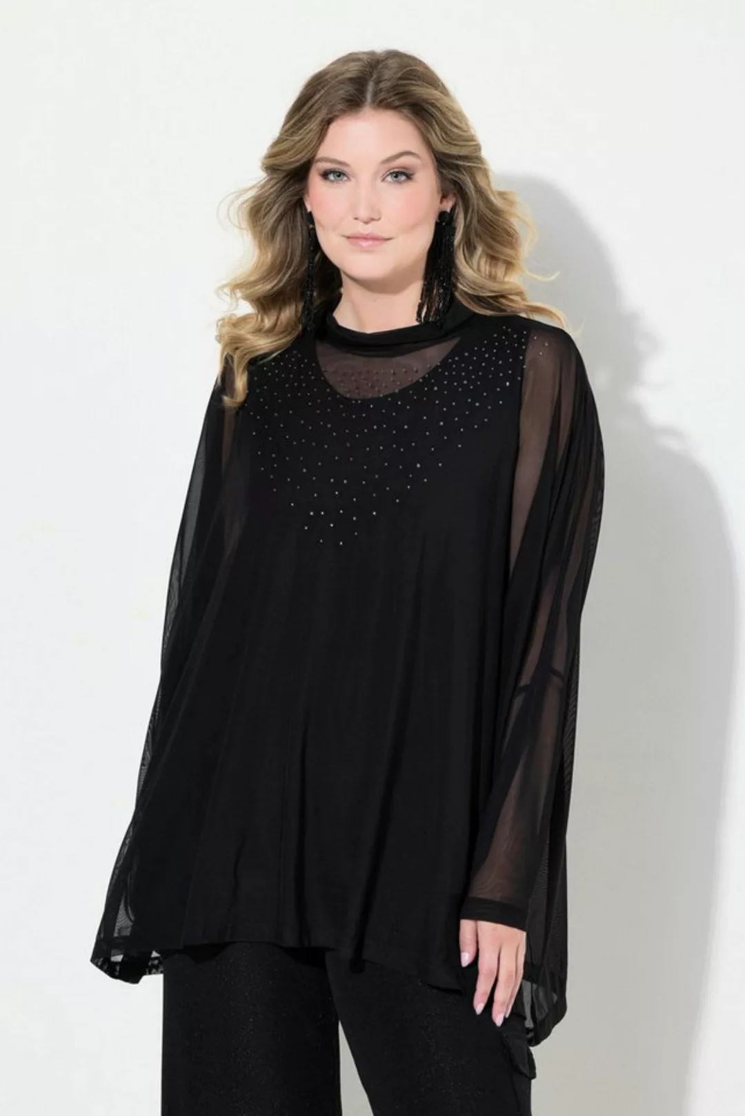 MIAMODA Druckbluse Bluse oversized Mesh Glitzersteinchen Top günstig online kaufen