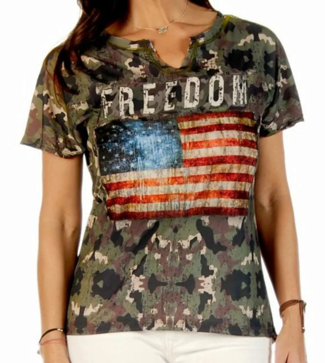 Westernlifestyle T-Shirt Freedom Camouflage Flagge USA T-Shirt Tarnmuster günstig online kaufen