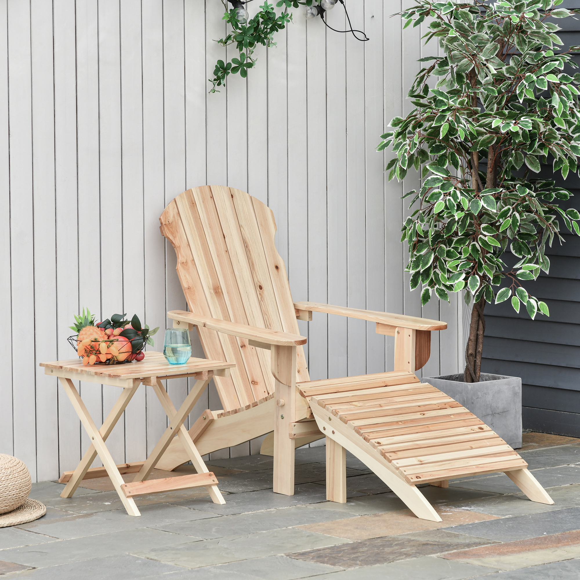 Outsunny Gartenstuhl Adirondack klappbar mit Fußhocker und Beistelltisch au günstig online kaufen