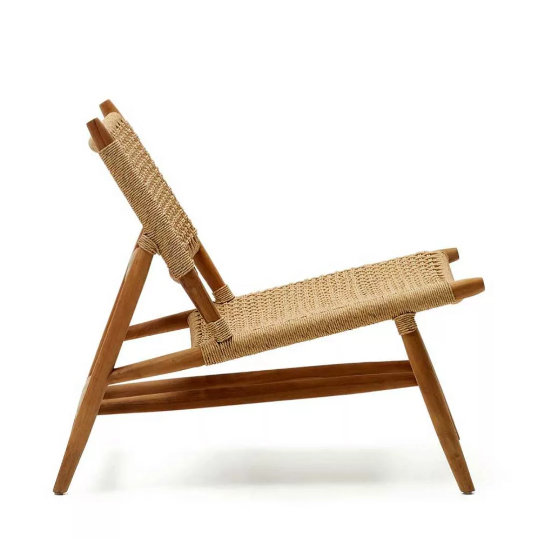 Garten Sessel Skandi Stil aus Kunstrattan Teak Massivholz günstig online kaufen