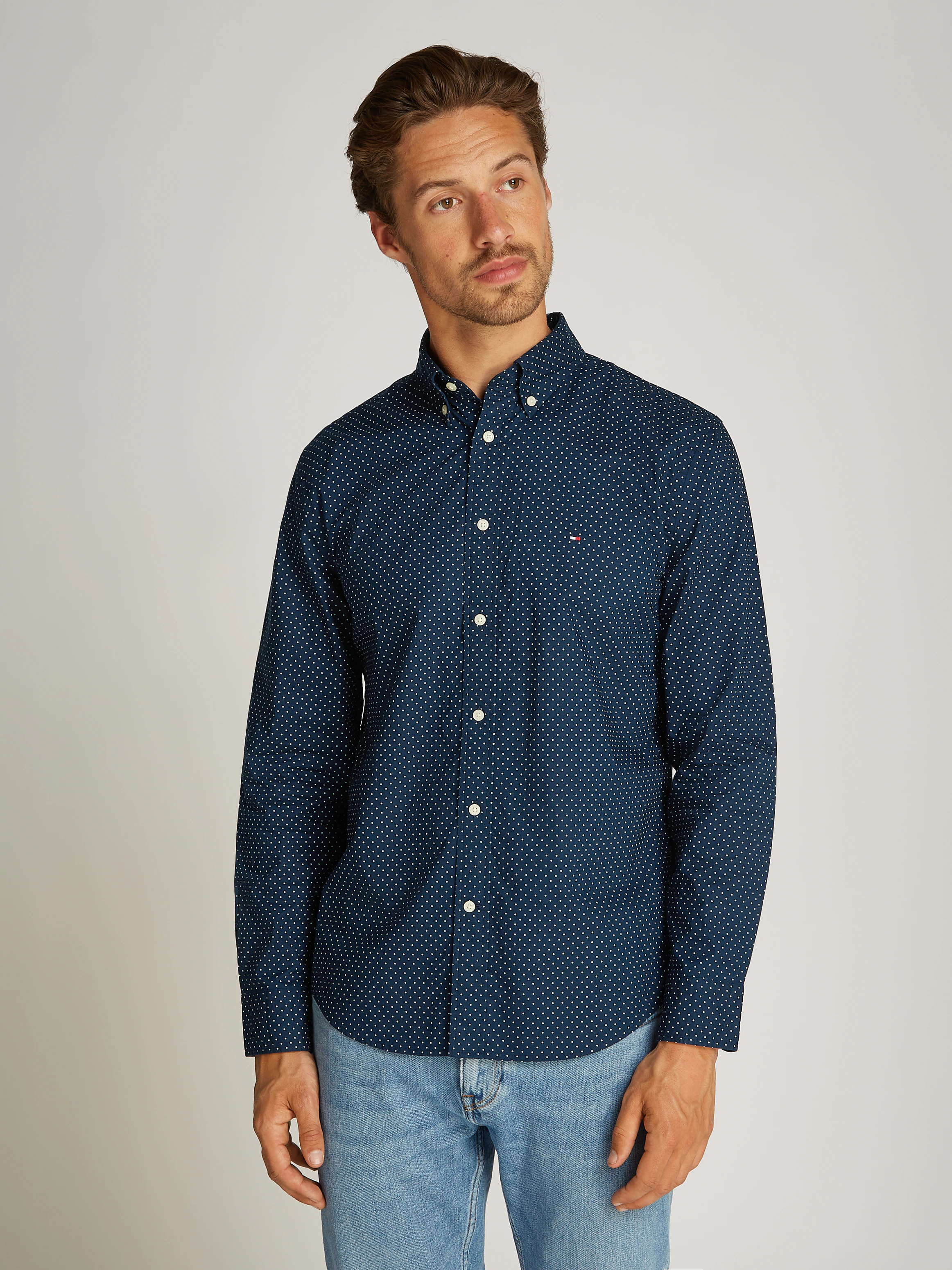 Tommy Hilfiger Businesshemd "FLEX POPLIN POLKA DOT RF SHIRT", mit Punktprin günstig online kaufen