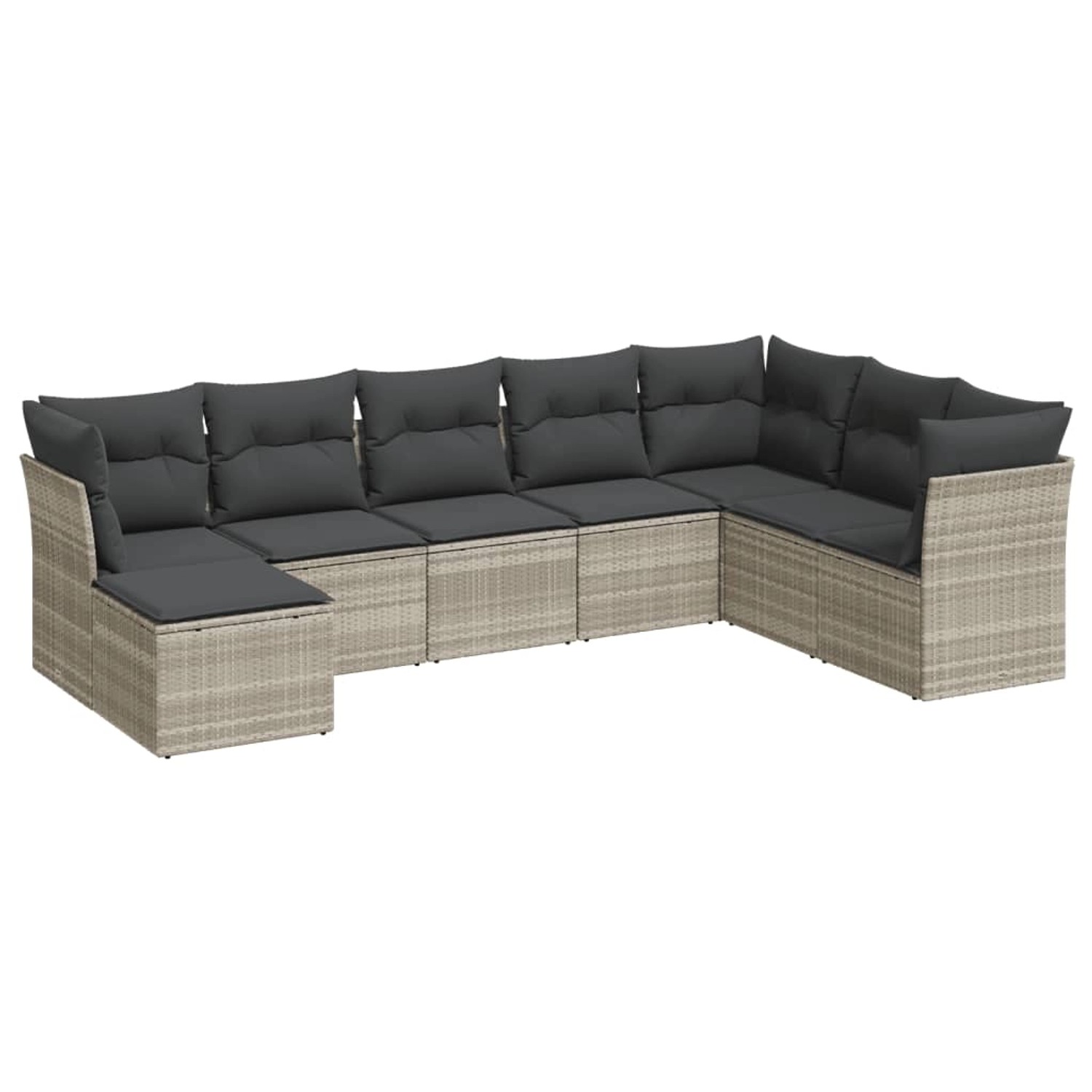 vidaXL 8-Tlg Garten-Sofagarnitur mit Kissen Hellgrau Poly Rattan 3218052 günstig online kaufen