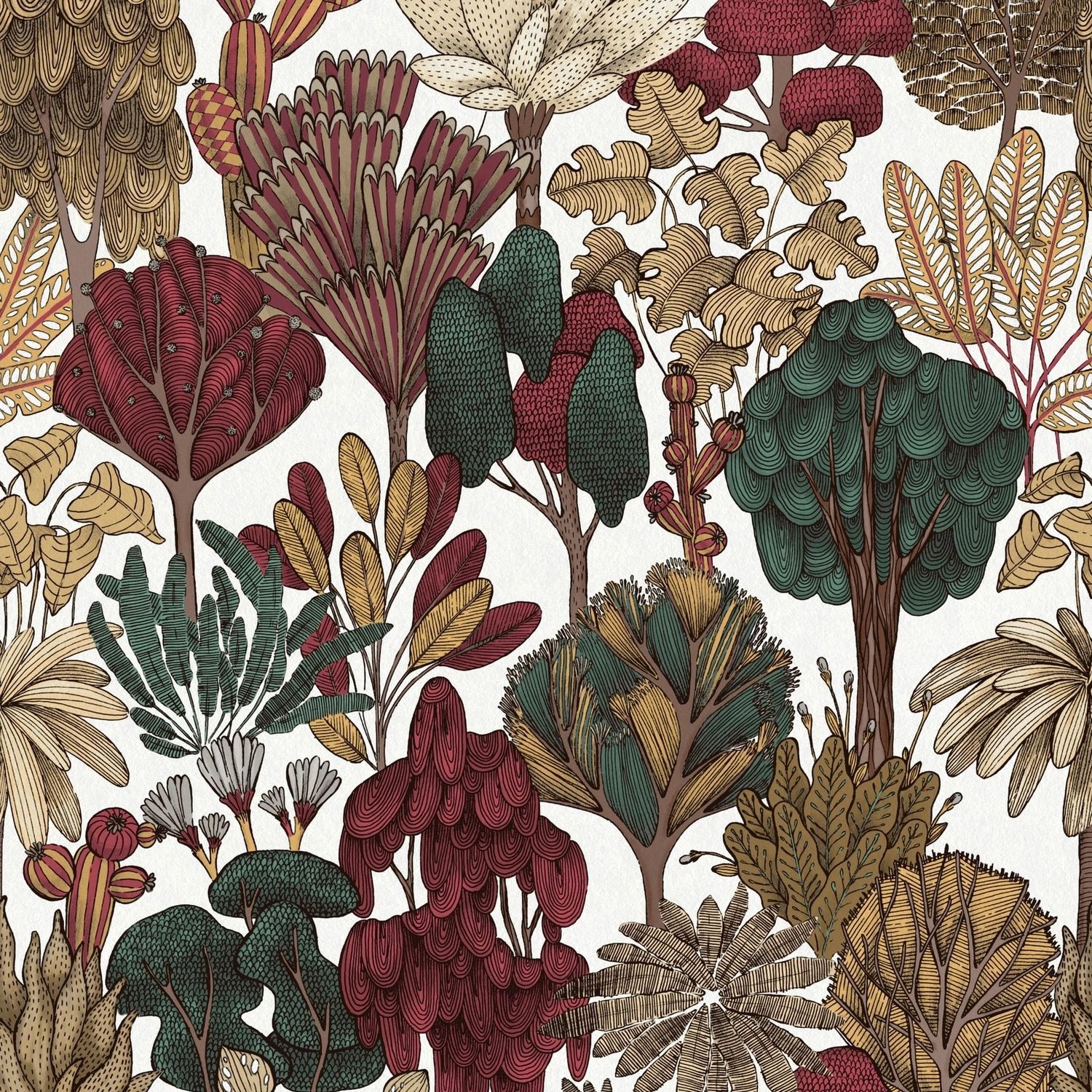 PROFHOME 377577-GU Natur Tapete Wald Matt Rot Beige Braun 0,53 m x 10,05 m günstig online kaufen