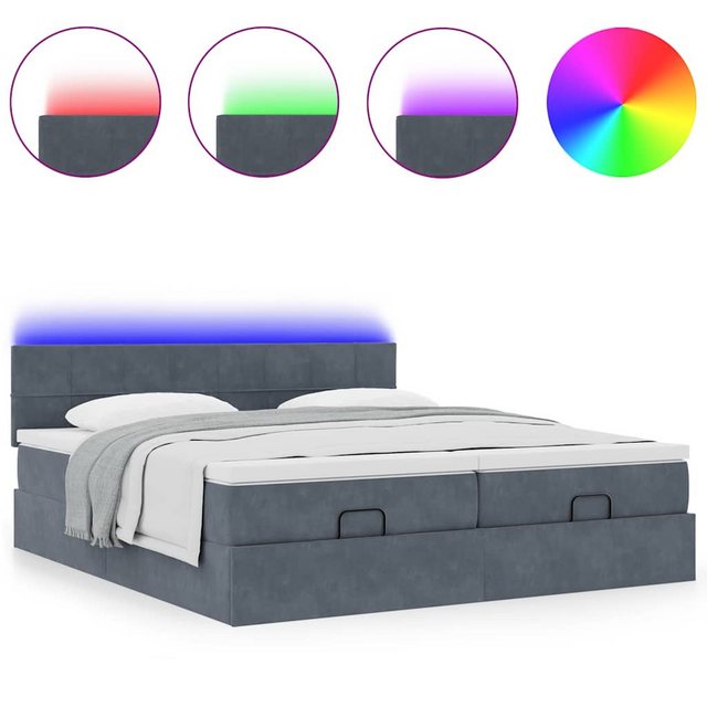 vidaXL Bett Ottoman-Bett mit Matratzen & LEDs Dunkelgrau 200x200 cm Samt günstig online kaufen