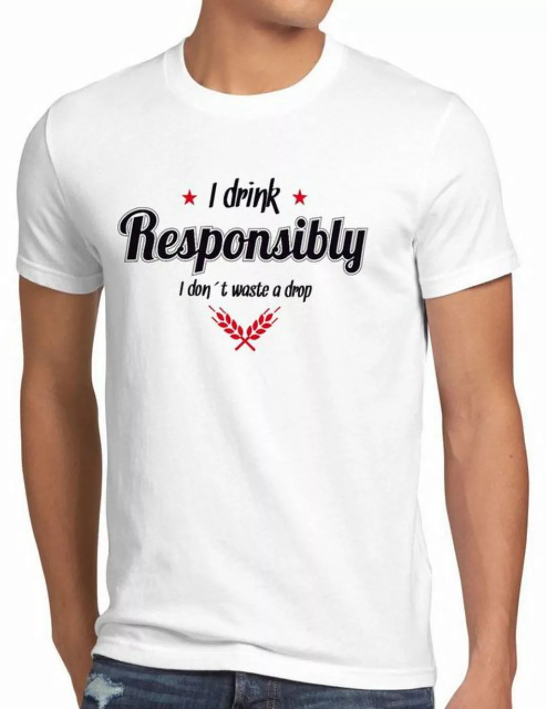 style3 Print-Shirt Herren T-Shirt Drink responsibly dont waste a drop Bier günstig online kaufen