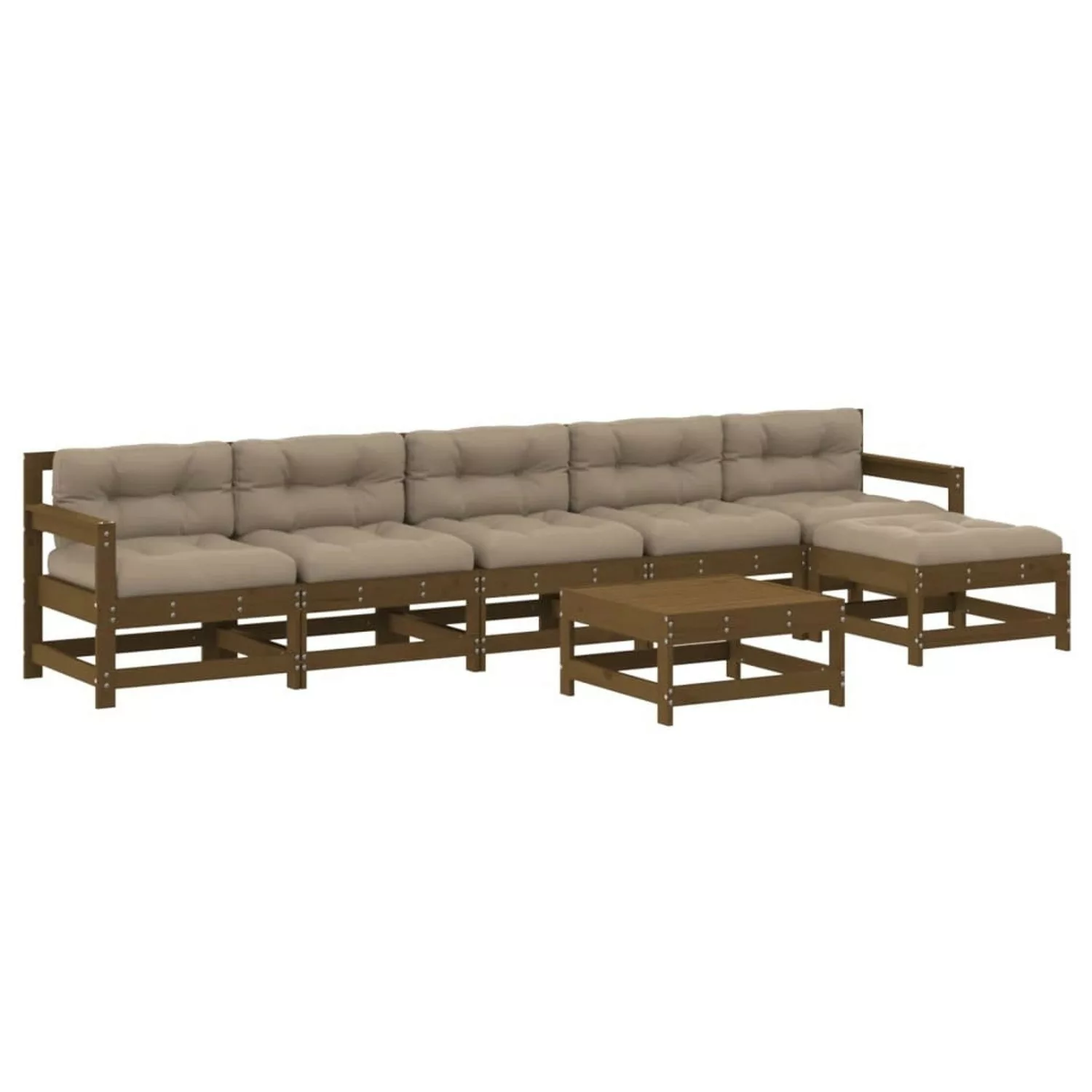 vidaXL 7-tlg Garten-Lounge-Set mit Kissen Honigbraun Kiefernholz Modell 29 günstig online kaufen