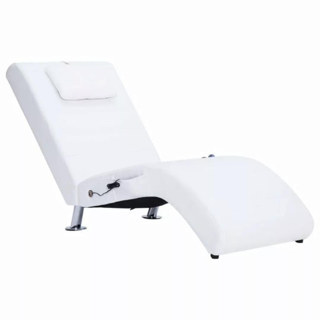 vidaXL Chaiselongue Massage-Chaiselongue mit Kissen Weiß Kunstleder, 1 Teil günstig online kaufen