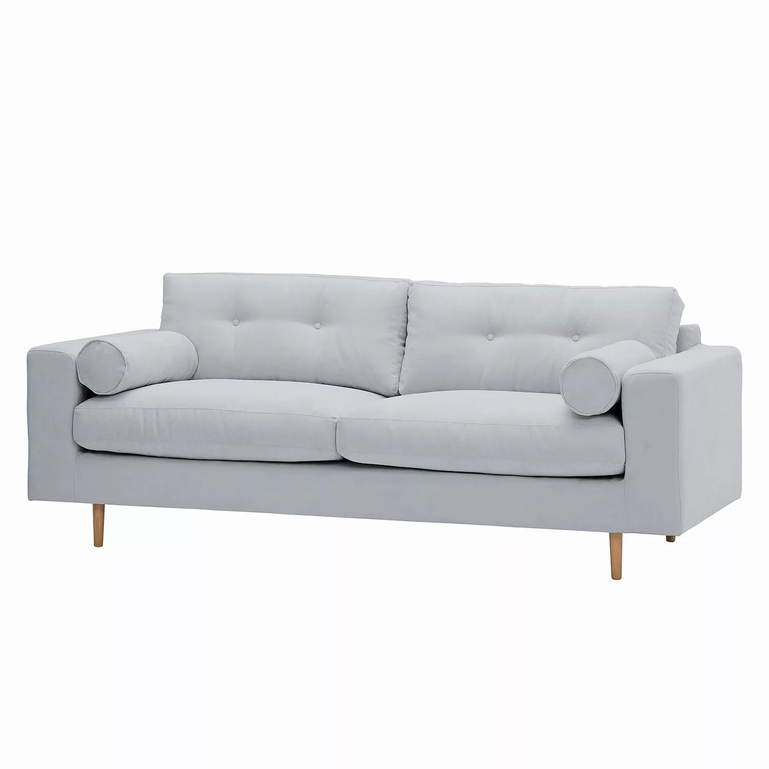 home24 Studio Copenhagen Sofa Marlon 3-Sitzer Silber Webstoff 214x80x90 cm günstig online kaufen