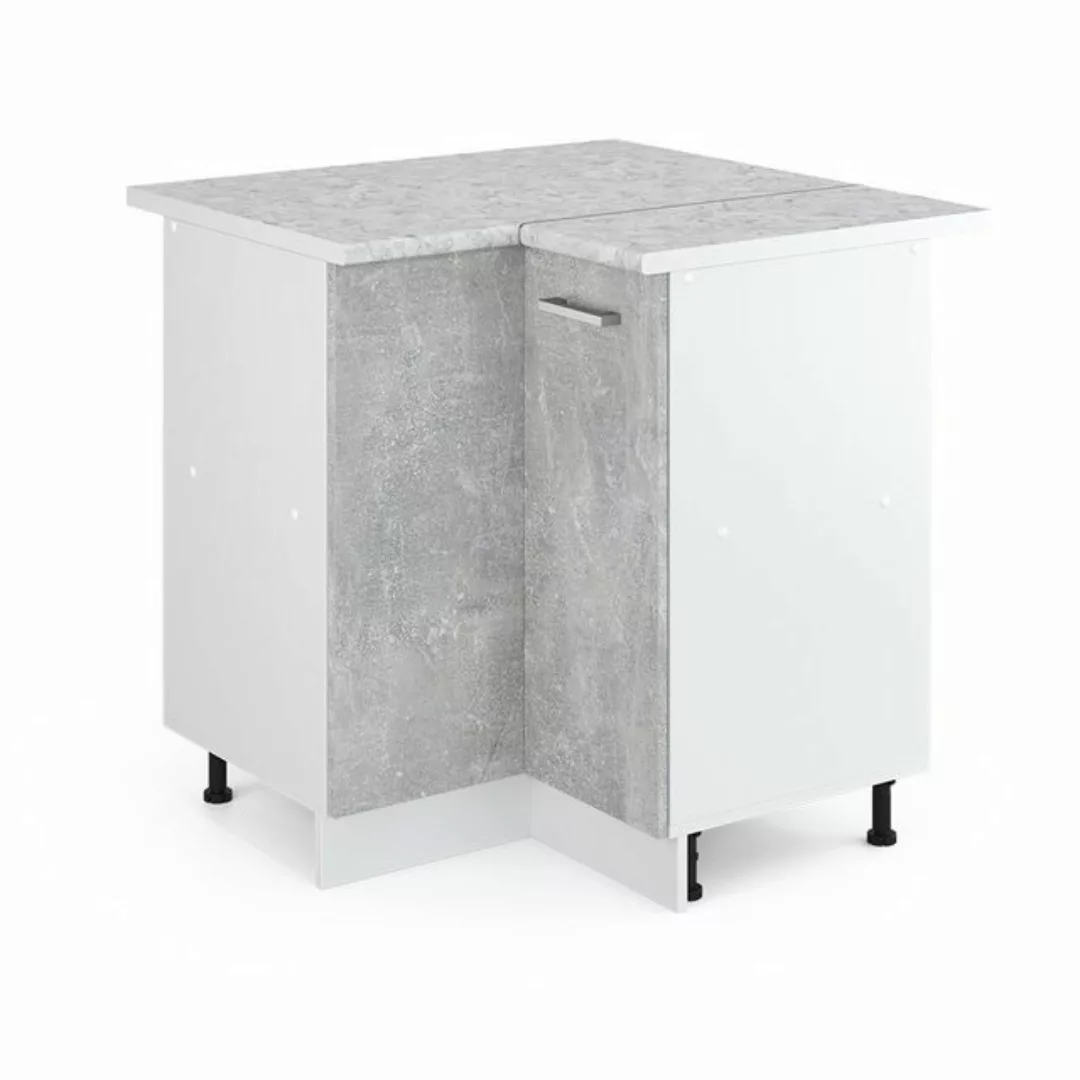 Vicco Eckunterschrank 87 cm mit Arbeitsplatte Beton grau günstig online kaufen