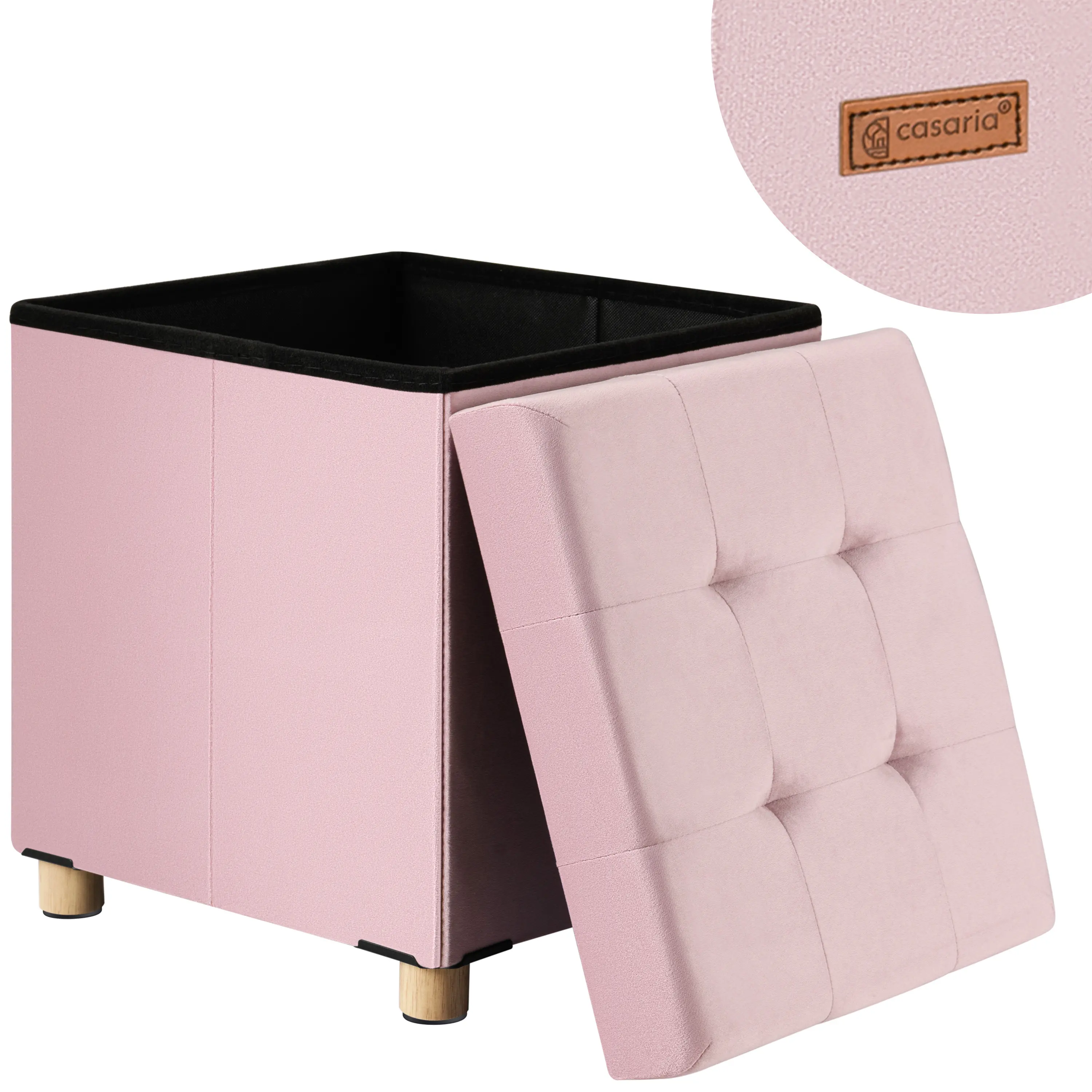 Sitzhocker Rosa Samt 42x38x38cm faltbar günstig online kaufen