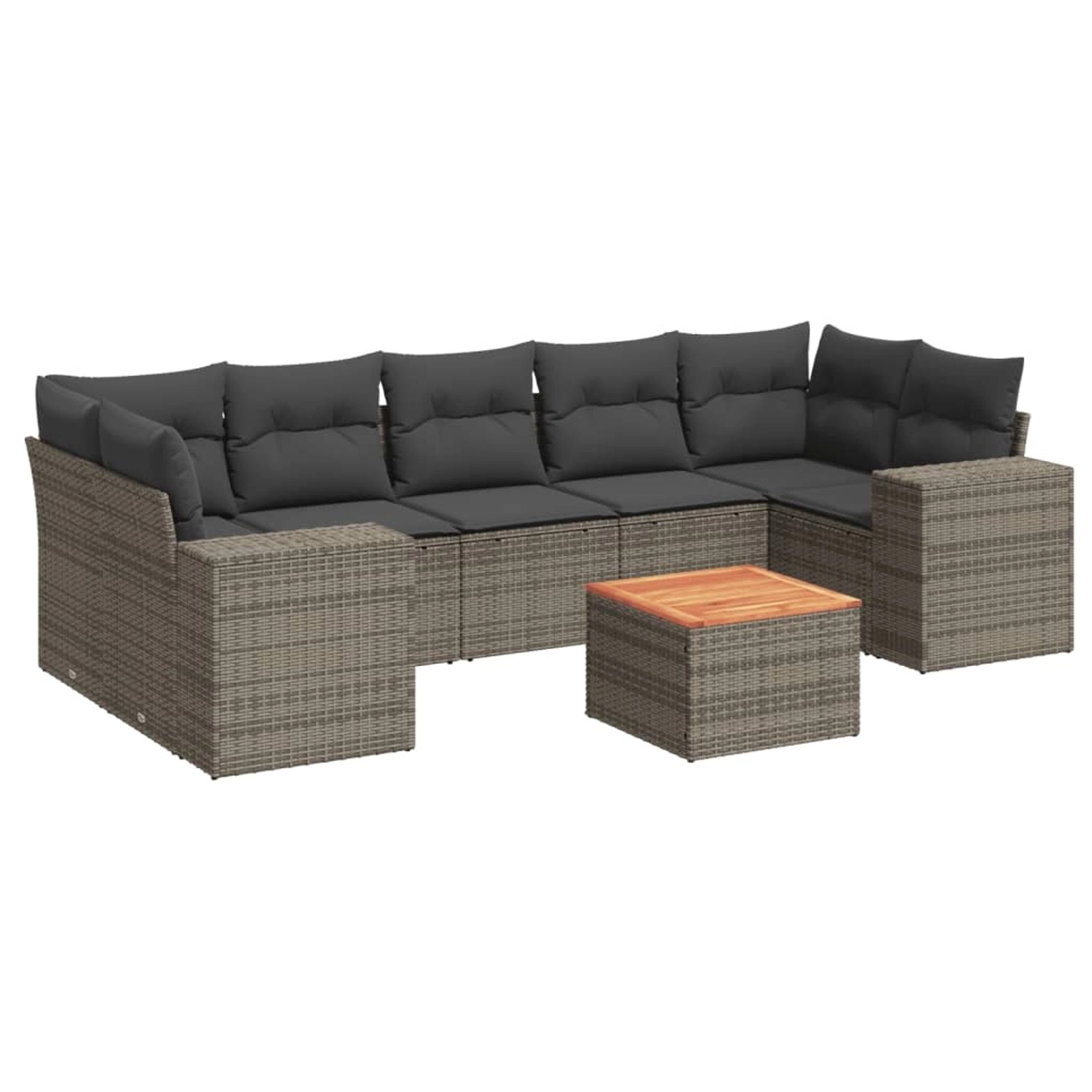 vidaXL 8-Tlg Garten-Sofagarnitur mit Kissen Grau Poly Rattan 3257691 günstig online kaufen