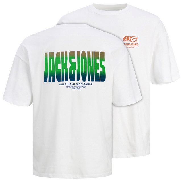 Jack & Jones Rundhalsshirt Jack&Jones XXL T-Shirt weiß Rückenprint JORARUBA günstig online kaufen