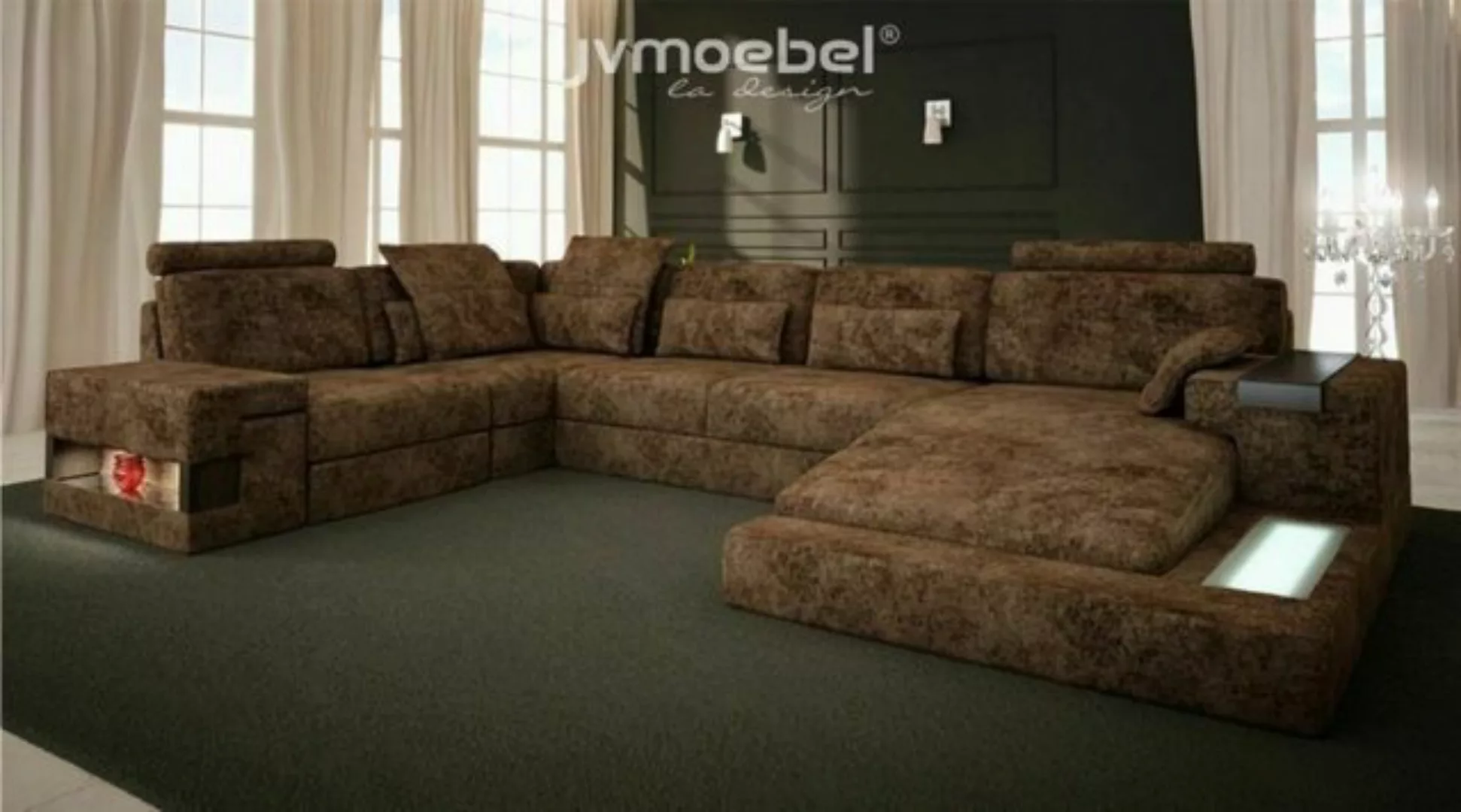 JVmoebel Ecksofa Ecksofa U-Form Couch Design Polster Textil Neu Wohnlandsch günstig online kaufen