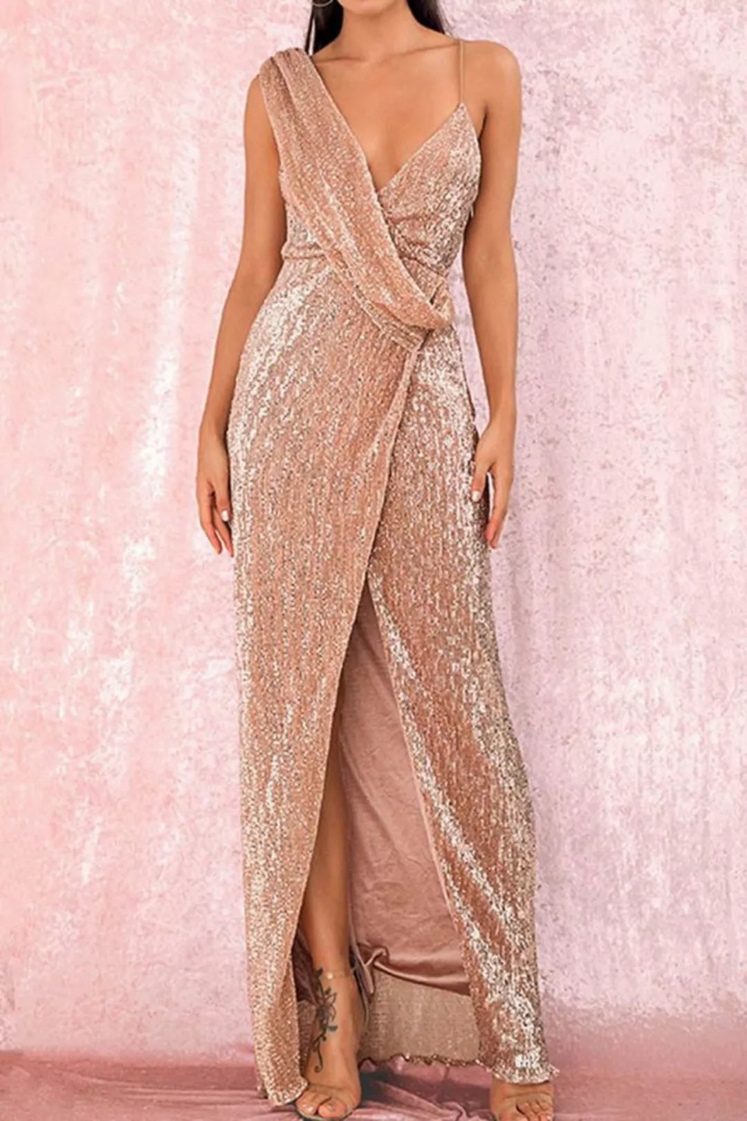 KIKI Abendkleid One-Shoulder-Abendkleid mit Pailletten – Damen-Meerjungfrau günstig online kaufen