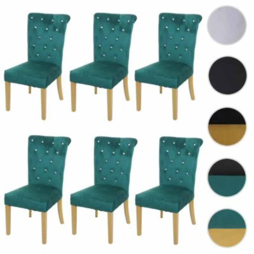 HWC Mendler 6er-Set Esszimmerstuhl mit Nieten grün günstig online kaufen