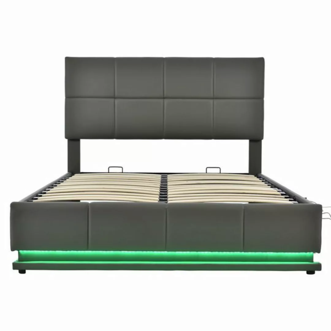 Gotagee Polsterbett Doppelbett LED anhebbarer Stauraum 140x200 Jugendbett f günstig online kaufen