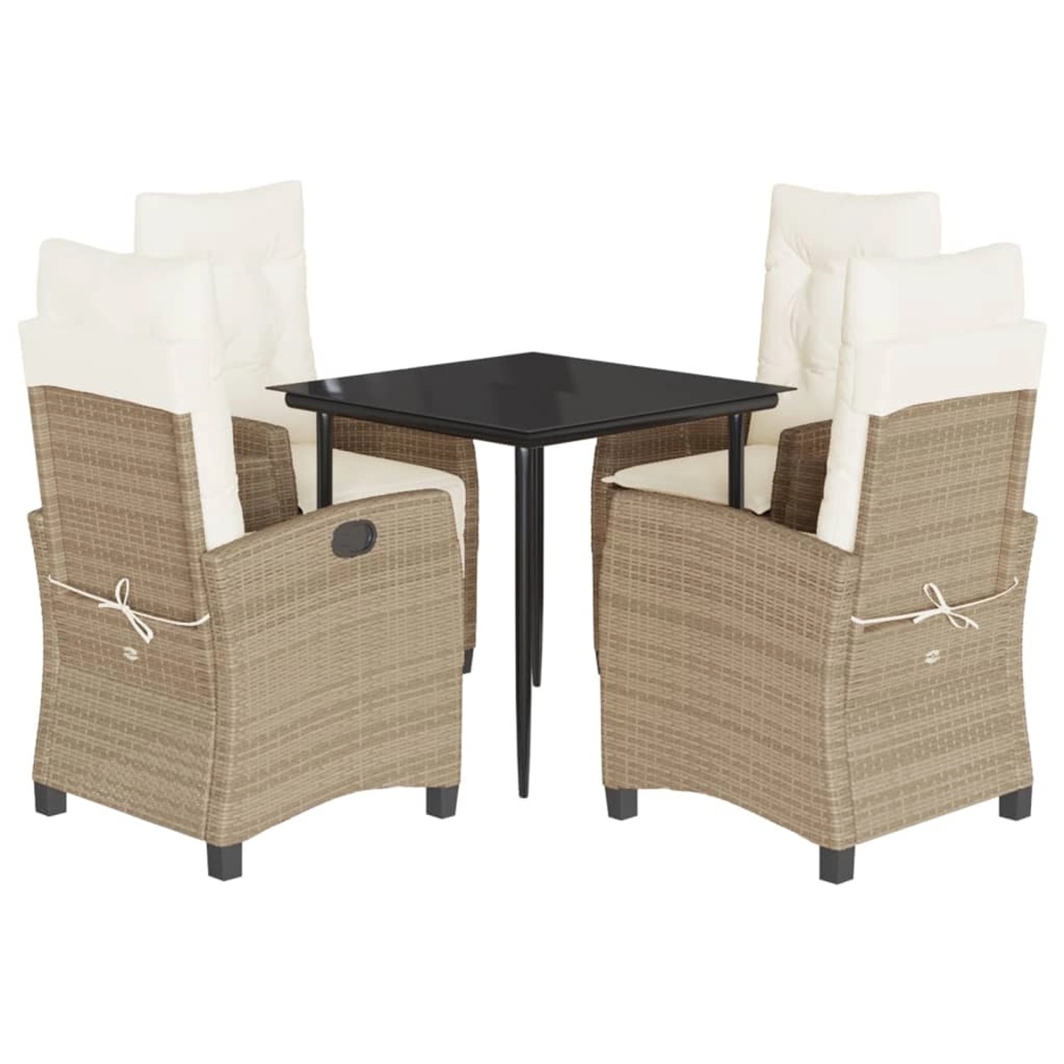 vidaXL 5-Tlg Garten-Essgruppe mit Kissen Beige Poly Rattan 3212804 günstig online kaufen