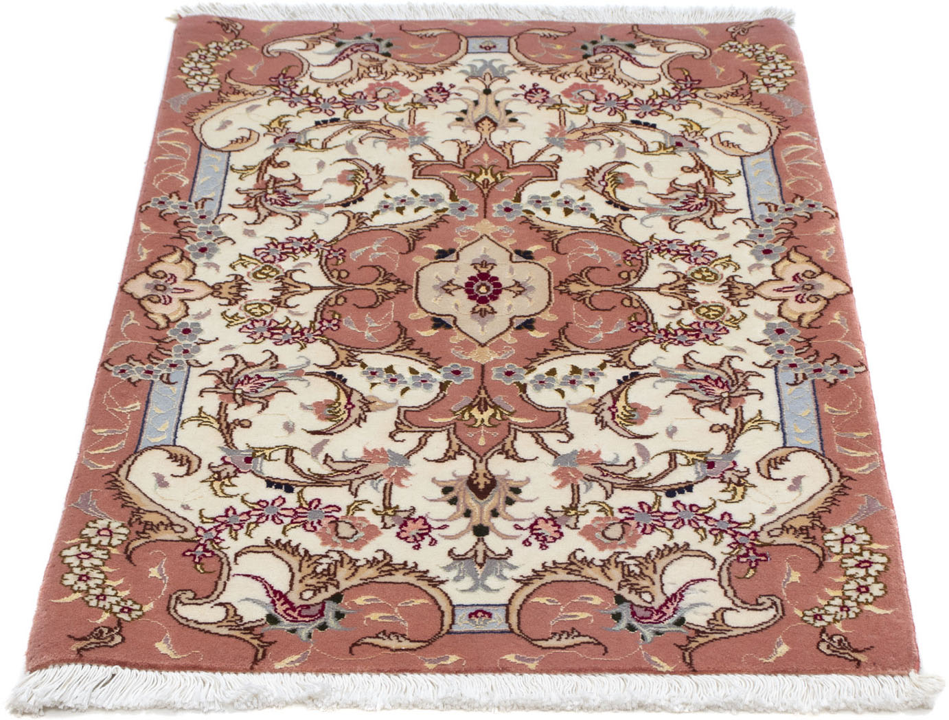 morgenland Wollteppich »Täbriz - 50 Raj Blumenmuster Blu scuro 82 x 58 cm«, günstig online kaufen