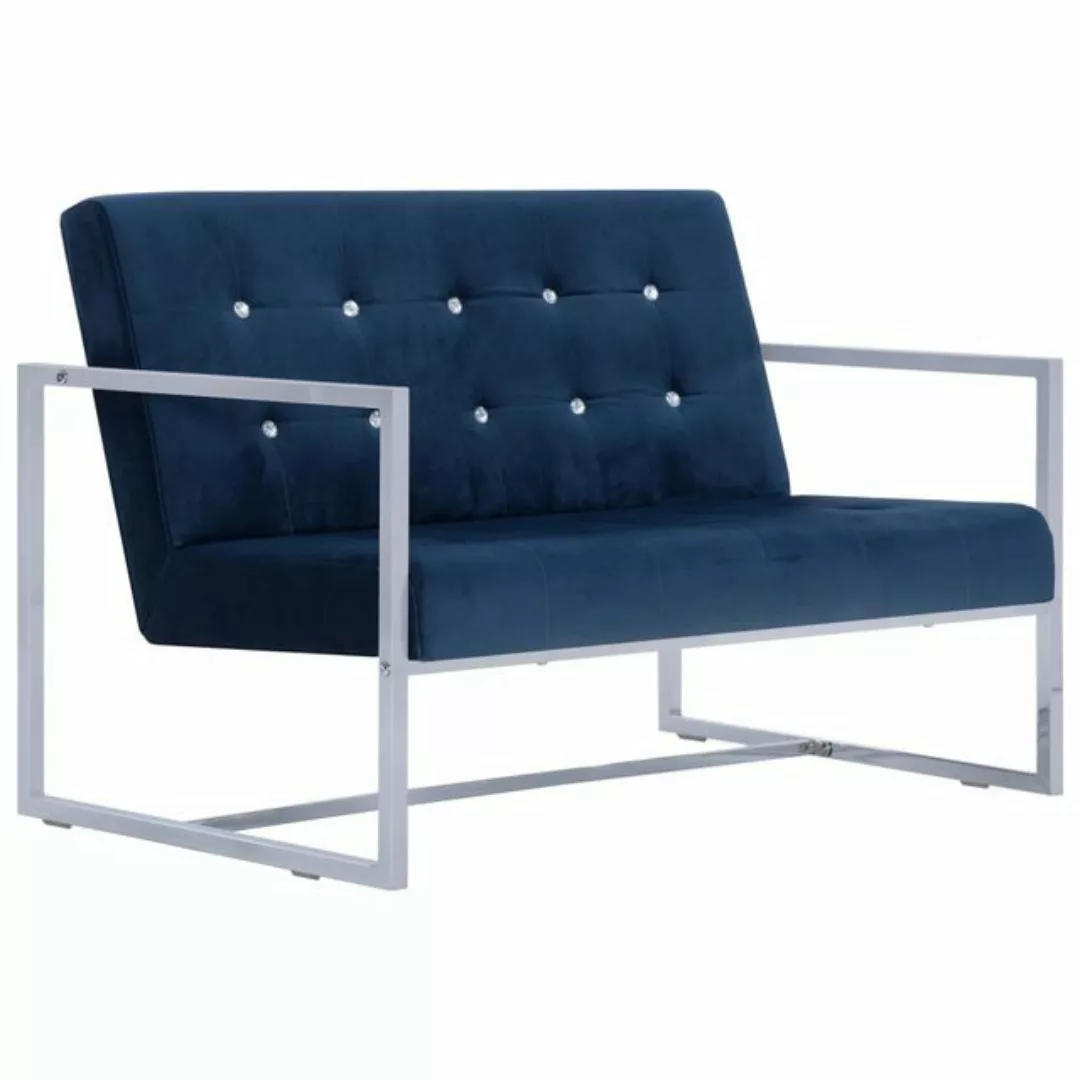vidaXL Sofa 2-Sitzer-Sofa mit Armlehnen Blau Chrom und Samt Couch günstig online kaufen